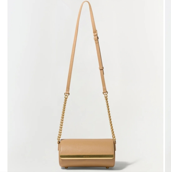 New Simkhai Rola Cylinder Calf Leather Gold Tone Chain Camel Crossbody Handbag - Picture 3 of 16